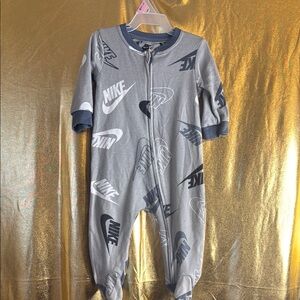 Nike Gray Footies One Piece with Sneaker Print
